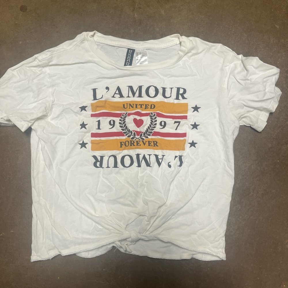 Divided White Graphic Crop Top